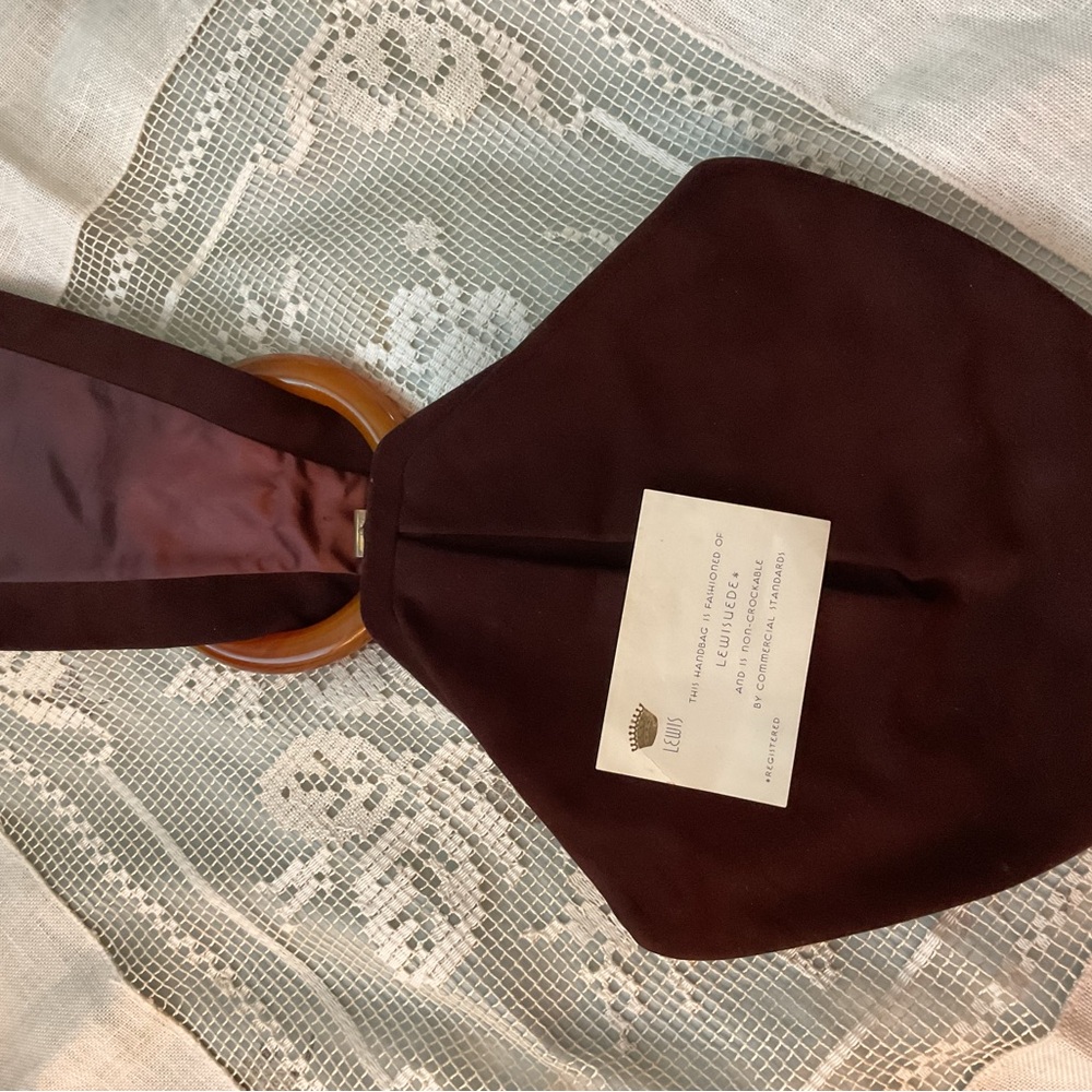 Lewis Vintage Brown Suede Handbag from the 1940s and 1950s era - Picture 5 of 8